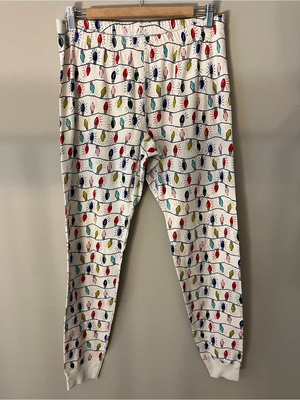 Hanna Andersson White Leggings with Multi-Color Light Bulb Print